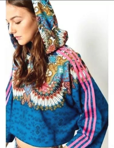 adidas Tops - 🦋FARM Rio × ADIDAS🦋 Crop Top BUTTERFLY Hoodie XS